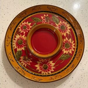 Pier 1 Hand painted Terracotta Sunflower Serving Platter